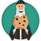 La mascotte Newtenberg tient un cookie dans sa main
